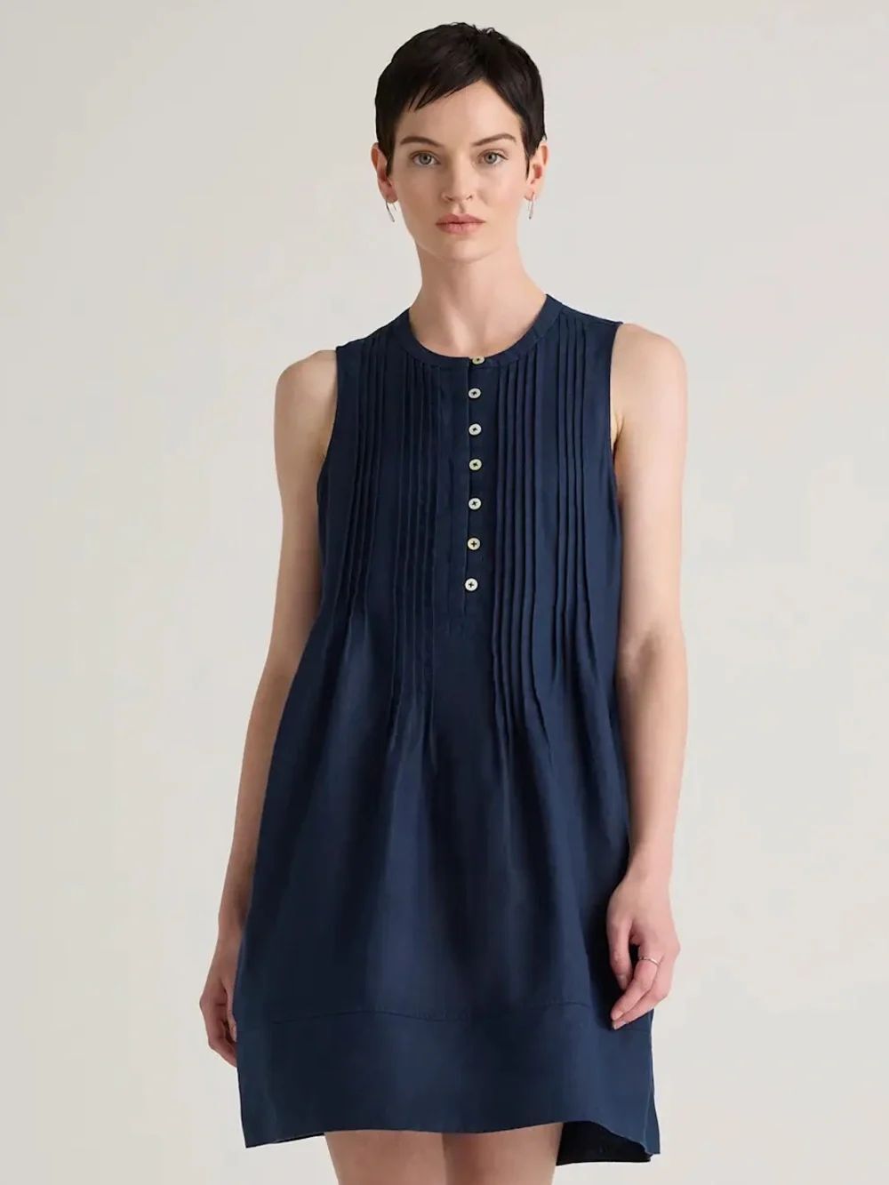 QUINCE 100% Organic Cotton Sleeveless Navy Shift Dress